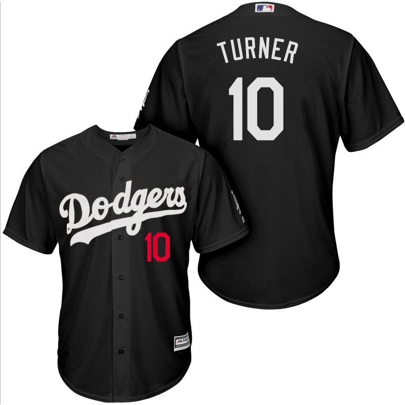 Men Los Angeles Dodgers #10 Turner black game MLB Jersey->los angeles dodgers->MLB Jersey
